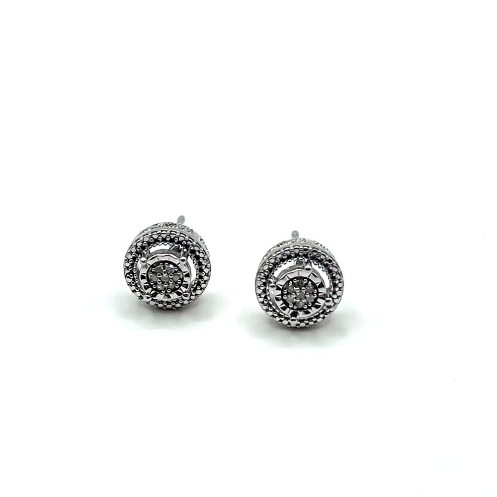 Round Natural Diamond Stud Earrings - Picture 4 of 7
